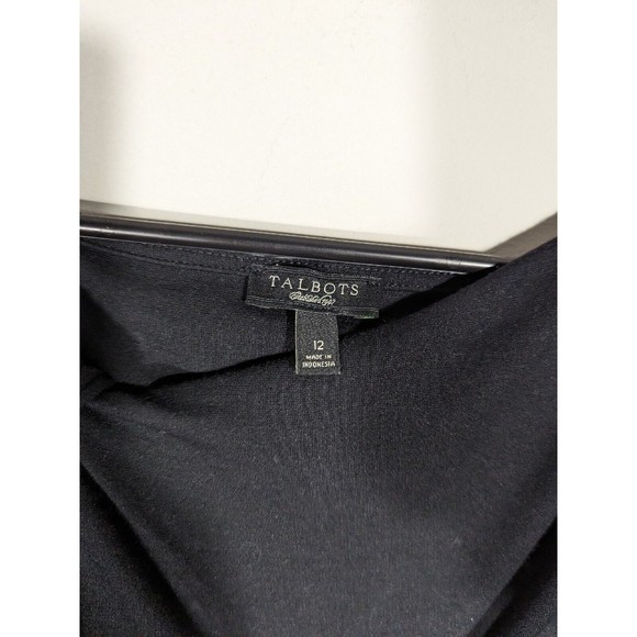Talbots Black Midi 3/4 Sleeve Front Knot Dress Women Size 12 - Picture 3 of 6